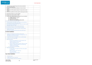 Enter Project Name
DOCUMENT NUMBER:
AM2755
Created: 27/01/2017
Reviewed: 04/09/2017
Branch: Asset Creation
18
9. Verify that epoxy coated DI pipe work has been provided to
correct nominal diameter.
10. Verify that the SEW specified coating for all valves has been
applied.
11. Verify that the SEW specified coating for the pipe work has been
applied.
12. Verify that all padlocks have been placed on above-ground valves.
13. Verify that all valves are in correct position.
14. All pipe work in pits to be DIEL or HDPE.
15. Marker posts installed along line of rising main as per standards:
15. Change of direction of pipeline
16. At fittings along line
17. Minimum every 500 metres
18. Fitted with correct plaque (provided by SEW)
16. All sewer valves to be clockwise closing.
17. Ensure all valves and spindles are accessible and serviceable (i.e.
not hindered by covers, other valves, etc.).
18. Are all sewer valve spindles fitted with a yellow star picket cap and
appropriate Sewer Valve Tag?
19. All spindles 100-350 mm below finished surface level.
20. Verify spindle extensions are securely fixed to spindles.
21. Spindle shrouds to be straight and vertical, with the spindle
centred in the shroud.
22. Valve covers supported and level with natural surface level.
Air Valve Installations
1. Location of installations to be agreed in advance with
stakeholders. Consideration to be given to working safely in the
road reserve and to local customers.
2. Verify SS ball valves are installed on AVs to enable bleeding.
3. Minimum size to be used DN80.
4. Below ground pits:
- All AVs to be isolatable from surface (Isolation valve
spindle terminate just under cover).
- 750mm working space in pit.
4. Minimum 300mm clearance between flanges and walls.
- Evidence of engineered design for pre-cast pits (e.g.
certificate from pit builder).
4. Precast joints to be watertight.
5. Above-ground cabinets:
- Air valve orifice to be piped to the floor of the cabinet
(e.g. DN50 PVC)
- Plinth to extend to door swing zone.
- Door-stays included.
- Isolation valves to be accessible
Scour Valve Installations
1. Scour-tees used.
2. Offtake valves to be on scour-tee.
3. Access for eduction trucks to be considered.
 