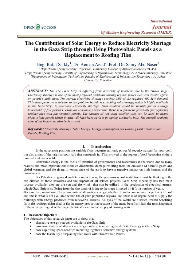 The Contribution Of Solar Energy To Reduce Electricity