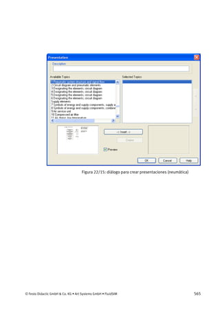 © Festo Didactic GmbH & Co. KG • Art Systems GmbH • FluidSIM 565
Figura 22/15: diálogo para crear presentaciones (neumática)
 