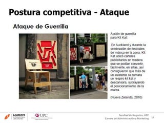54
Facultad de Negocios, UPC
Carrera de Administración y Marketing
Postura competitiva - Ataque
 