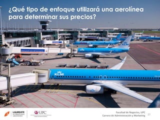 ¿Qué tipo de enfoque utilizará una aerolínea 
para determinar sus precios? 
27 
Facultad de Negocios, UPC 
Carrera de Administración y Marketing 
 