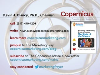 Kevin J. Clancy, Ph.D., Chairman

        (617) 449-4200

          Kevin.Clancy@copernicusmarketing.com
 