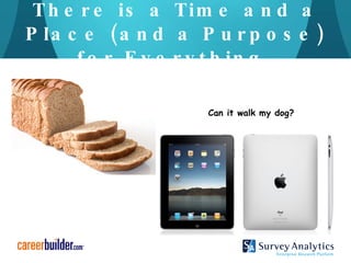 There is a Time and a Place (and a Purpose) for Everything  Can it walk my dog? 