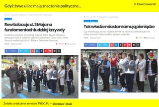 Źródło: artykuły w serwisie TVDG.PL ― pierwszy i drugi
© Paweł Jaworski
.Gdyż żywe ulice mają znaczenie polityczne...
 