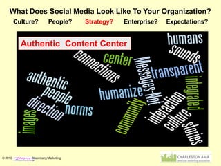 What Does Social Media Look Like To Your Organization?
         Culture?       People?     Strategy?   Enterprise?   Expec...