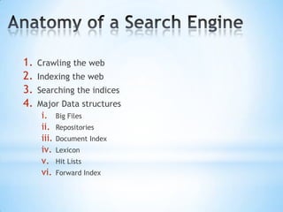 General Web search engines :- Attempt to index large portions of the World Wide Web using a Web crawler.