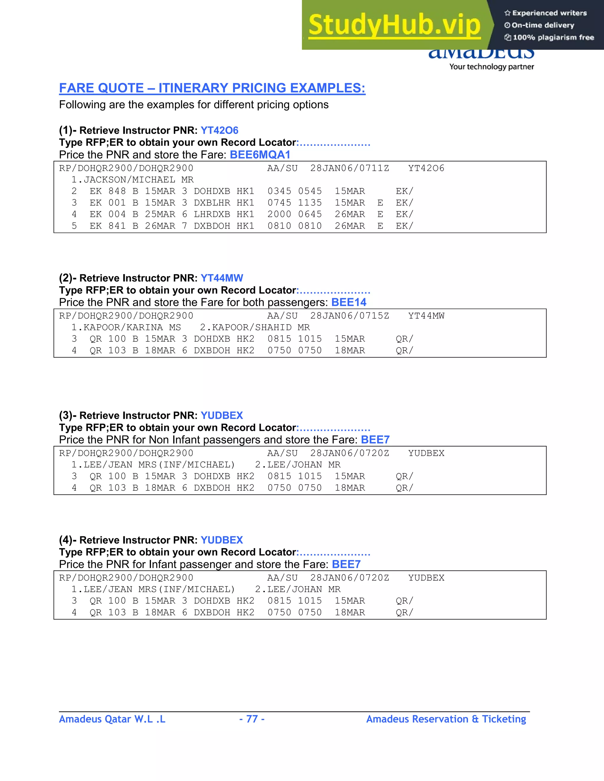 Amadeus Basic Training Manual | PDF