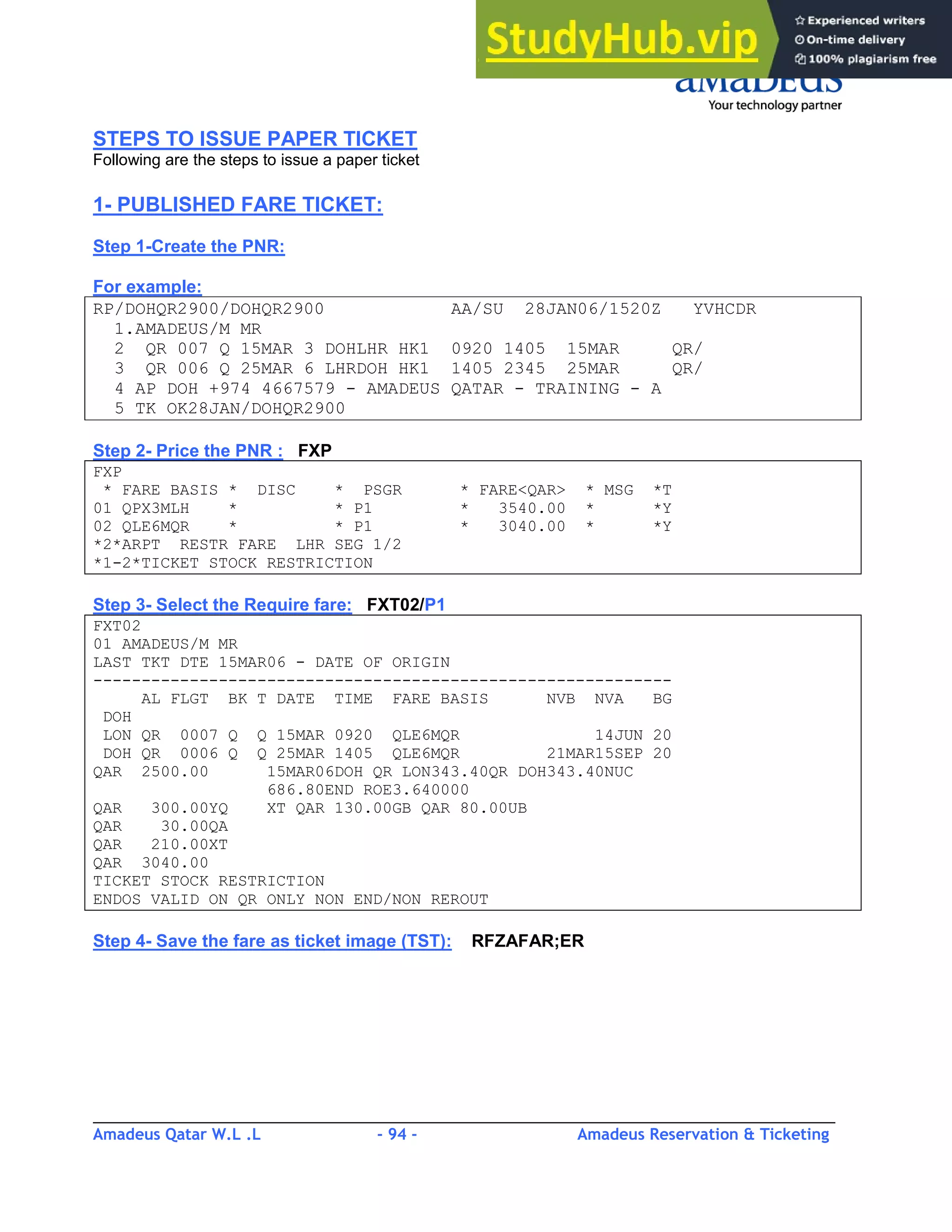Amadeus Basic Training Manual | PDF