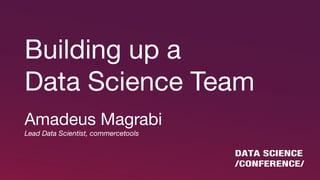 Building up a
Data Science Team
Amadeus Magrabi
Lead Data Scientist, commercetools
 