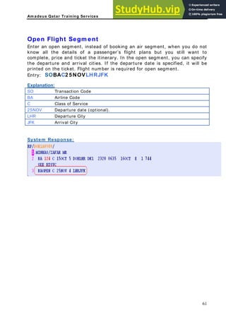 AMADEUS SYSTEM TICKETING MANUAL | PDF