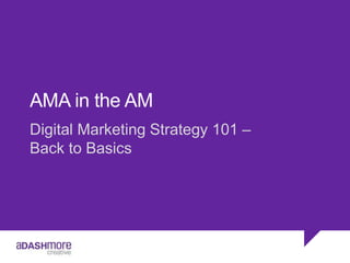 AMA in the AM
Digital Marketing Strategy 101 –
Back to Basics
 