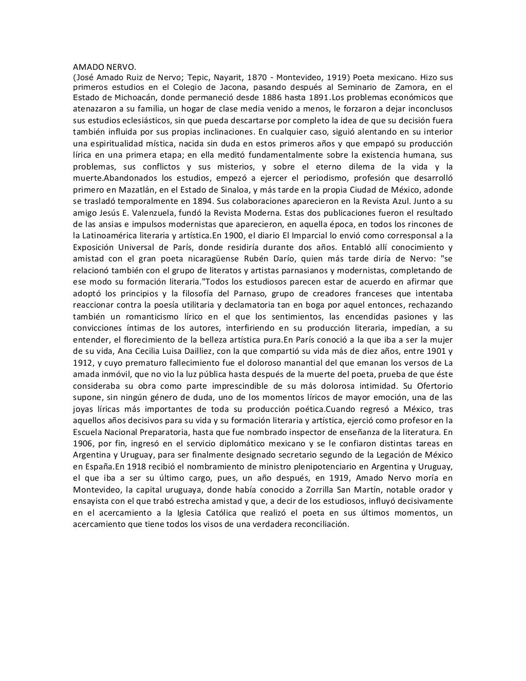 BIOGRAFIA DE AMADO NERVO