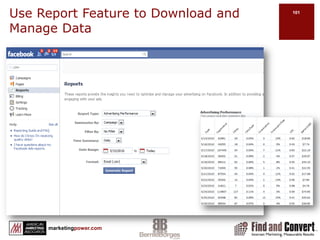 Facebook Marketing: Apps & Plug-InsFacebook developers -  Facebook Platform ShowcaseMixture of free and fee based appsCross-pollinate social media and traditional media venuesUse email, newsletters, direct mail and media to point to social networks