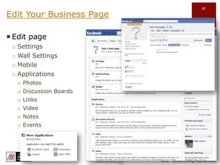 Notifications TabUpdate your FansVisit your Insights PageGet more fans with Facebook Ads