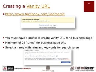 Personal Profile TipsUpload a few pictures and fill out your profile completely.Update your status daily.“Like” business (fan) pages and join groups that are of interest to you. Participate in them by commenting on their walls and/or uploading links.Edit settings to exclude apps to lists e.g. Gambling app on your profileEngage with your Facebook friends by commenting on their walls, invite them to join your business page(s)/groups, comment on their videos/pictures, and upload videos/pictures.Post upcoming events or parties you may have and invite your Facebook friends.Listen in on Facebook conversations and get social with your peers and friends as you see fit and get comfortable doing so.