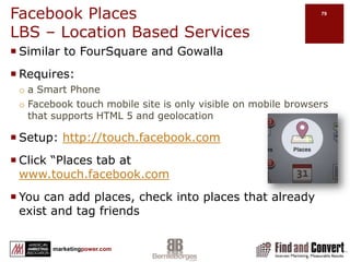 Guiding Principle…Facebook is not about shouting your messageFacebook is about communication, relationships and engagement that will ultimately achieve your goal…