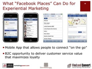 The Seven Heavenly Truths About Social Media Networks*Preferred communication of younger generations but not limited to themSocial media is based on the concept of “friends” as a loosely applied term for people connecting with people, companies, brands…People that are active on the Internet are more likely active in social networks & are often influencers within their niche groupsSocial media content is transparent…once it’s posted, it is widely visibleContent is the hub of the Internet, social media is just one spokeThe rules in social media are still being defined. Experiment and tread carefullyWhat motivates people is the key to social media usage…Chris TreadawayMari Smith*Facebook Marketing An Hour a Day