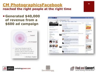 Create Your Adhttp://www.facebook.com/advertising/ Design your adTarget your audience with demographic                                                and geographical filtersName your campaign Which is better? Decide and experiment	Per impression
