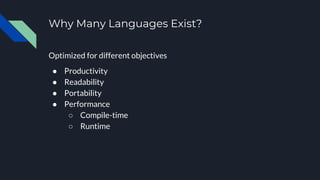 Modern Programming Languages - An overview | PPTX | Programming ...