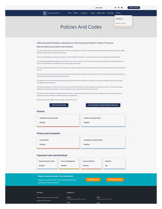 insurance policies and codes - ama insurance | PDF