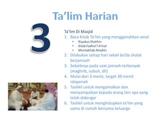 MusyawarahHarian1TertibMusyawarahHarianZihin – targhibmaksudmusyawarahPembentangantakazaAmalmasjid (muadzin, imam, khatib, ta’lim, khidmat, dll)