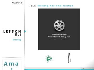[5.1]  Writing Alif and Hamza ARABIC 1.0 Amal LESSON 5.1 Writing 