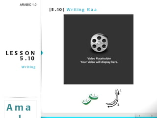 [5.10]  Writing Raa ARABIC 1.0 Amal LESSON 5.10 Writing 