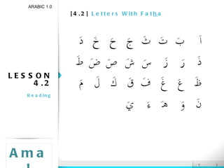 [4.2]  Letters With Fat h a LESSON 4.2 Reading ARABIC 1.0 Amal 