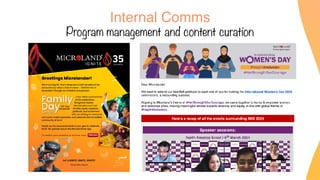 Internal Comms
Program management and content curation
 