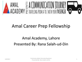 Amal career prep fellowship | PPTX
