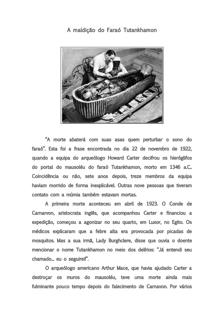 Resumo Do Livro A Maldição Do Tesouro Do Faraó