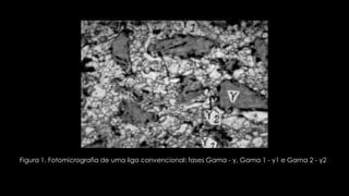 Figura 1. Fotomicrografia de uma liga convencional: fases Gama - γ, Gama 1 - γ1 e Gama 2 - γ2
 
