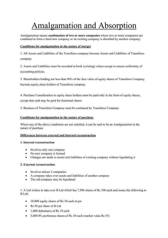 Amalgamation and absorption