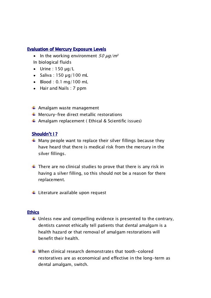 Amalgam safety & mercury hazards 3rd year 1 2012