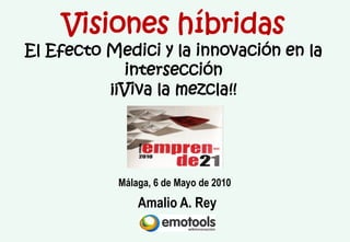 Visiones híbridas
El Efecto Medici y la innovación en la
             intersección
          ¡¡Viva la mezcla!!




           Málaga, 6 de Mayo de 2010
               Amalio A. Rey
 