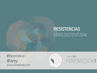 RESISTENCIAS
Manejo de las resistencias en procesos
de cambio significativos
Amalio Rey
Web: www.emotools.com Twitter: @arey Blog: www.amaliorey.com
#fororedca1
@arey
www.amaliorey.com
 