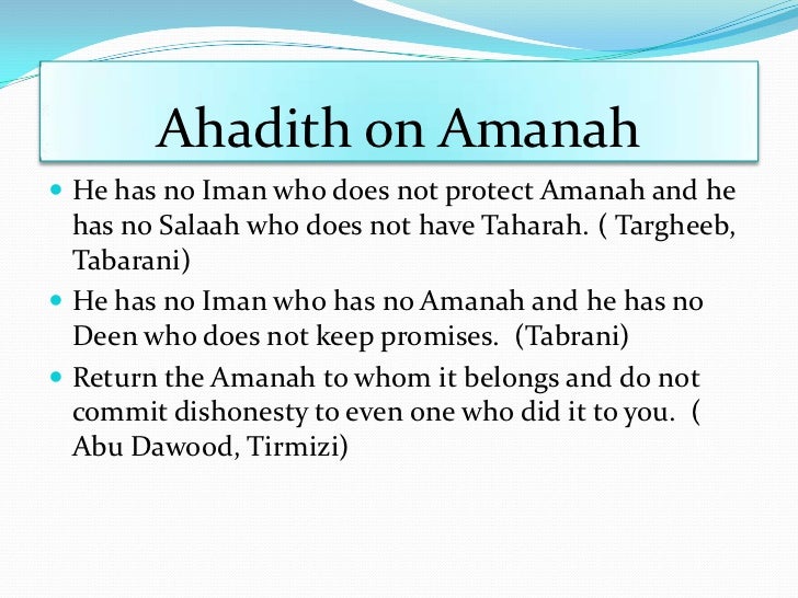 Amanah Meaning In English