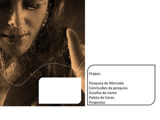 Etapas: Pesquisa de Mercado Conclusões da pesquisa Escolha do nome Paleta de Cores Propostas 