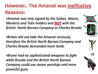 Map of losses Brunei’s territories1865-18811882190518841861189018531846James BrookeCharles BrookeBritish