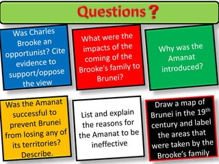 However.. The Amanat was ineffcetive  Reasons:Amanat was only signed by the Sultan, Wazirs, Menteris and Tulin holders and NOTwith the British  North Borneo Company or Charles Brooke