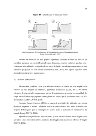 30
Figura 15 - Muro de flexão e com contrafortes
Fonte: MOTA, 2008, p. 7.
2.3.2 Cortinas de contenção
Ao contrário dos mur...