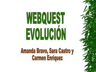 WEBQUEST EVOLUCIÓN Amanda Bravo, Sara Castro y  Carmen Enríquez 