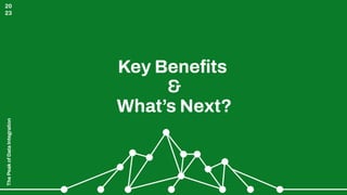 The
Peak
of
Data
Integration
20
23
Key Beneﬁts
&
What’s Next?
 