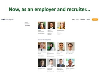 Now, as an employer and recruiter...
Amanda Peters | Robin Bergstrom -- Twitter: @acpeters @CNUNE #magreencareers
@masustain
 