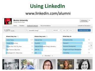 Using LinkedIn
www.linkedin.com/alumni
Amanda Peters | Robin Bergstrom -- Twitter: @acpeters @CNUNE #magreencareers
@masustain
 