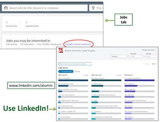 Use LinkedIn!
www.linkedin.com/alumni
Jobs
tab
 
