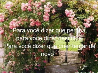 Para você dizer que perdoa, para você dizer desculpa, Para você dizer que quer tentar   de novo ... 