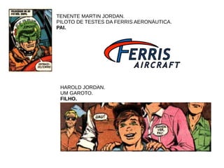 TENENTE MARTIN JORDAN.
PILOTO DE TESTES DA FERRIS AERONÁUTICA.
PAI.
HAROLD JORDAN.
UM GAROTO.
FILHO.
 