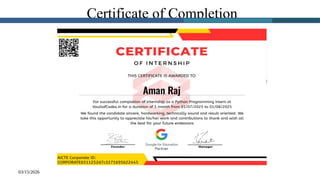 Aman_Industrial_Training _PPT for Python Internship | PPTX