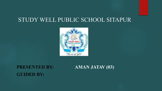 STUDY WELL PUBLIC SCHOOL SITAPUR
PRESENTED BY: AMAN JATAV (03)
GUIDED BY:
 